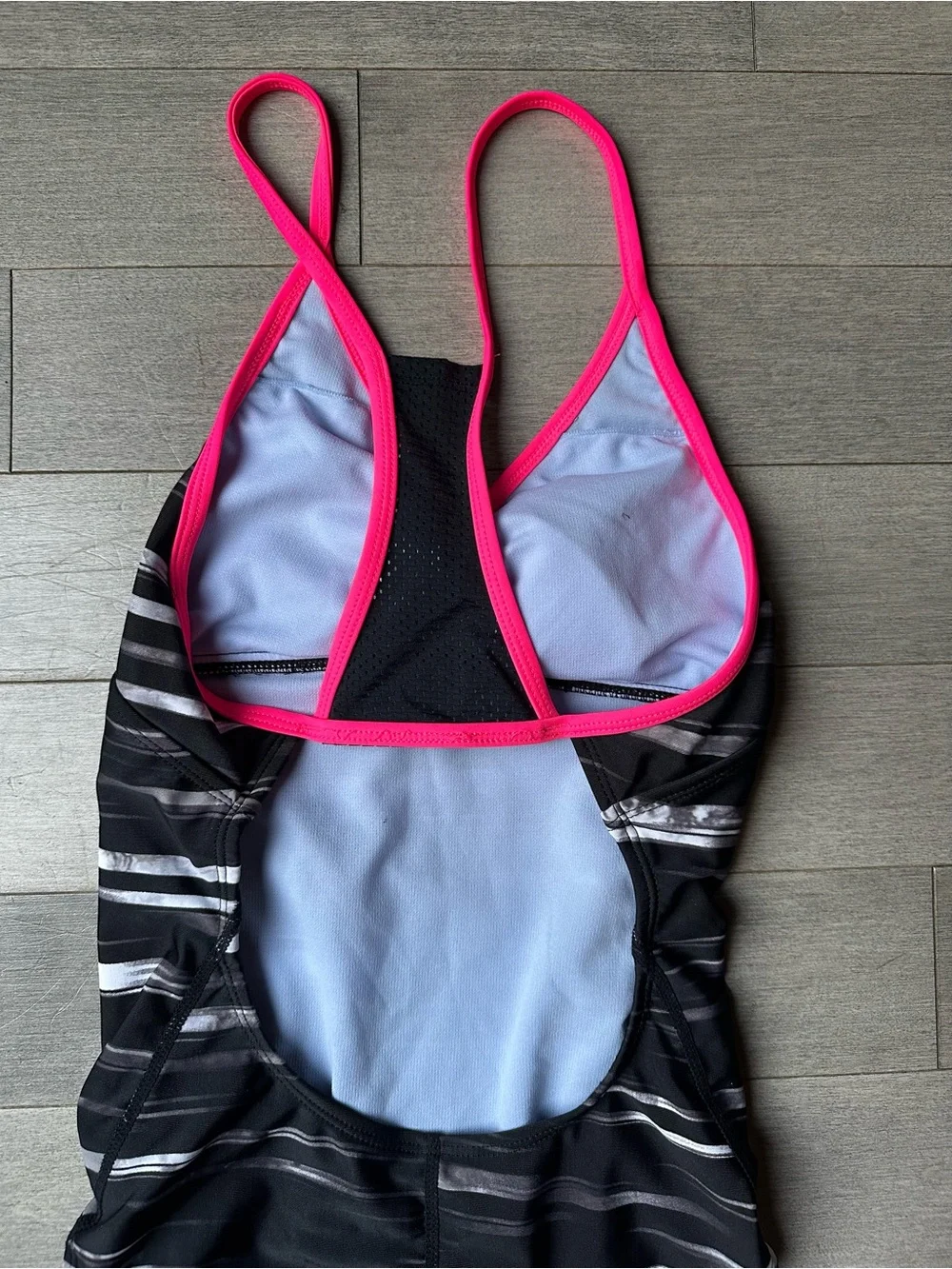 Girls Juniors Champion Black Static Pink Summer One Piece Bathing Suit Pool SM